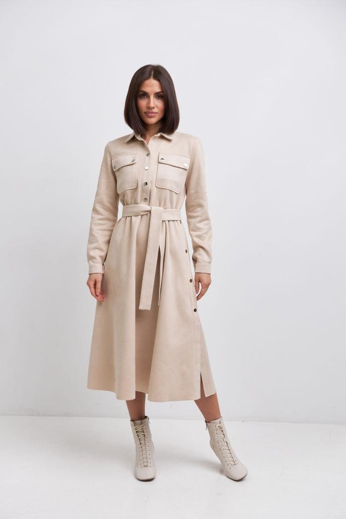 Rochie din piele întoarsă cu capse