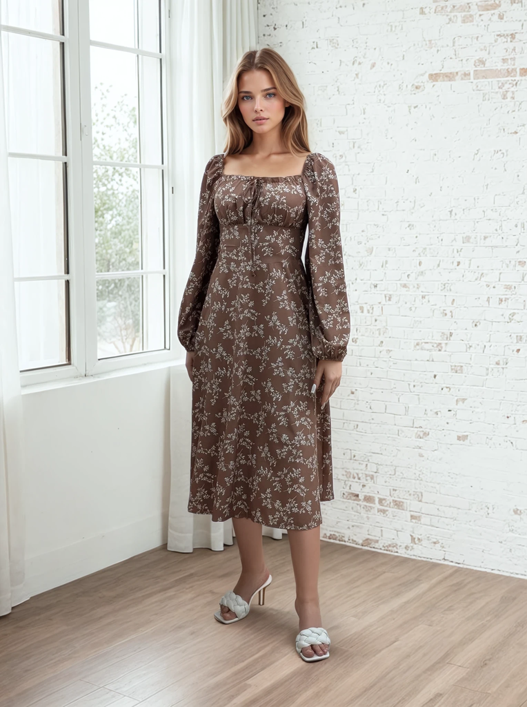 Сукня мідаксі з квадратною горловиною