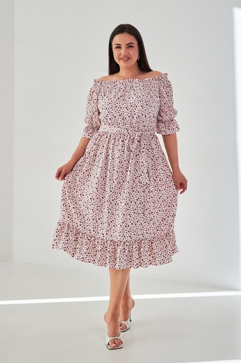 Dress with cord and frills